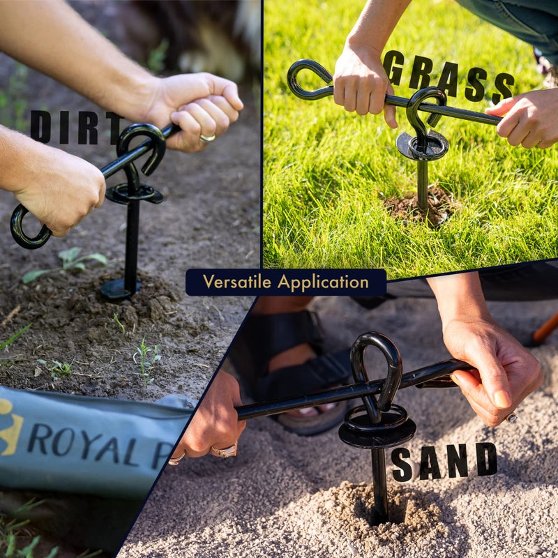 ROYAL PAW ROYAL-PAW Dog Tie Out Stake - for Large Dogs up to 210 lbs - Heavy Duty Dog Stake for Yard, Beach & Camping Outside - Best in Ground Anchor for a Dog Cable, Leash, Lead Tether (1, Midnight Black) - Image 4